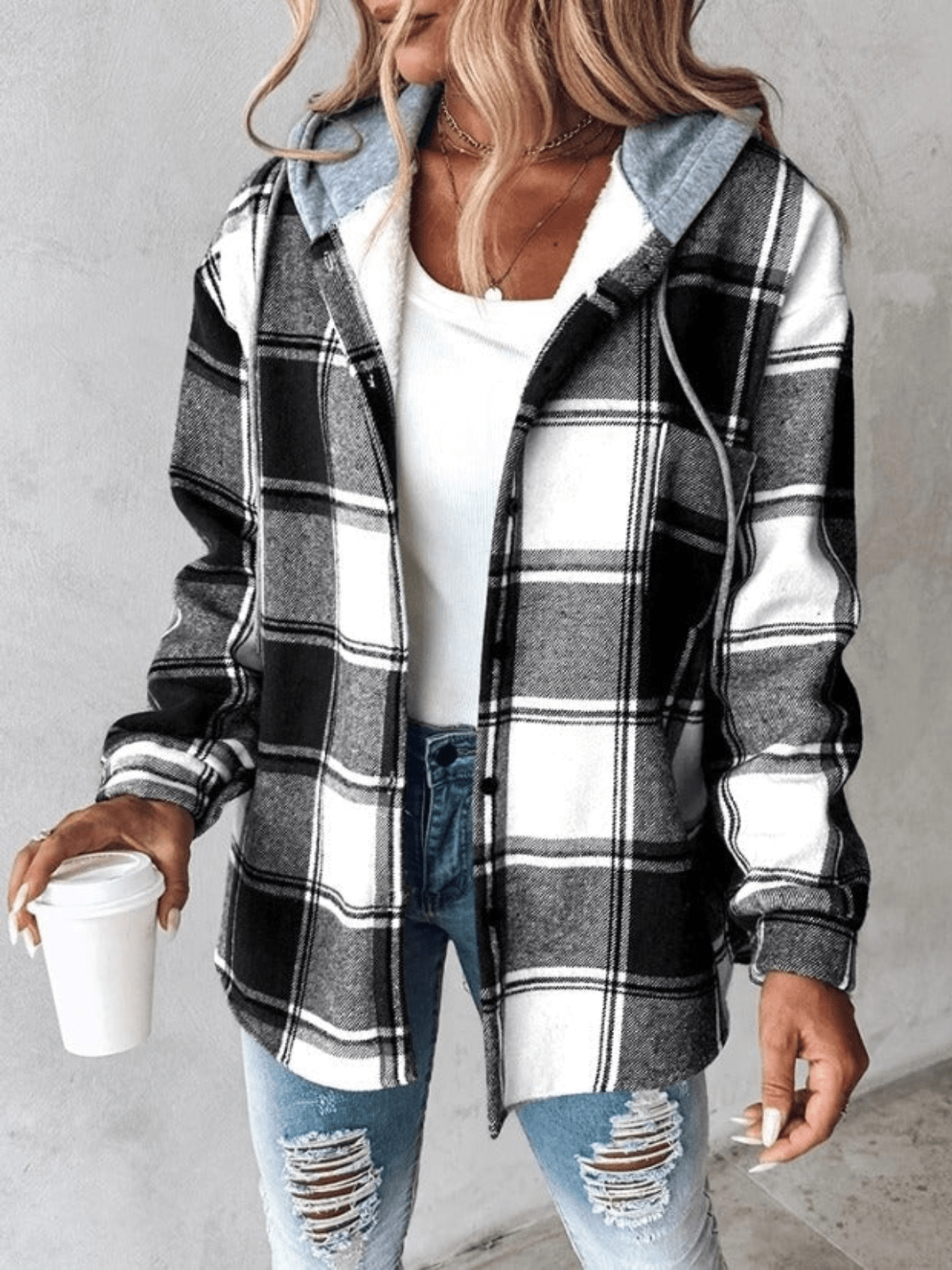 ELISA™ | CASUAL FLANELLHEMD MET CAPUCHON